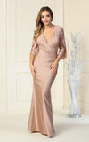 Load image into Gallery viewer, LA1831 Wholesale Satin V-Neck Wrap Gown with 3/4 Sleeves Mother of the Bride Evening Dress - - Mother of the Bride Dress LA Merchandise