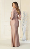Load image into Gallery viewer, LA1831 Wholesale Satin V-Neck Wrap Gown with 3/4 Sleeves Mother of the Bride Evening Dress - - Mother of the Bride Dress LA Merchandise