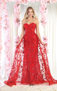 Red Carpet Stunning Lace Gown - LA1837 - RED - LA Merchandise