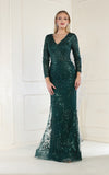 Load image into Gallery viewer, La Merchandise LA1850 Long Sleeve Special Occasion Mermaid Dress - HUNTER GREEN - LA Merchandise
