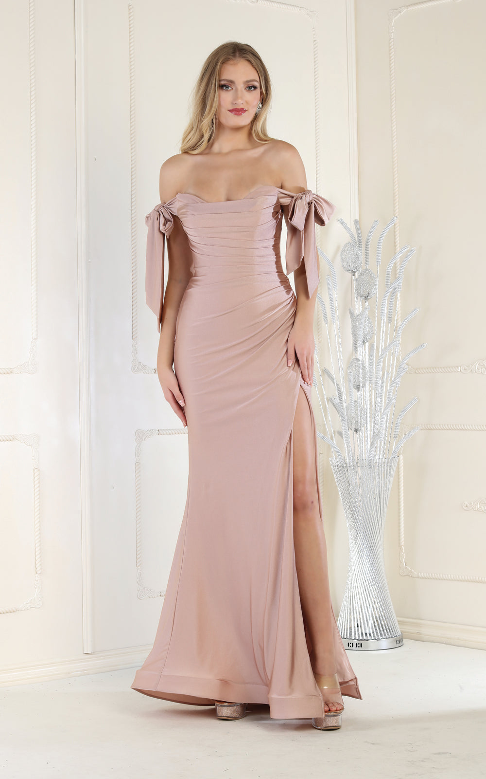 Sexy Off The Shoulder Evening Gown - LA1858 - Mauve - LA Merchandise