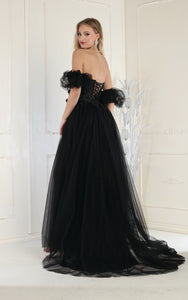 LA Merchandise LA1961 Strapless Prom Gown with Detachable Sleeves