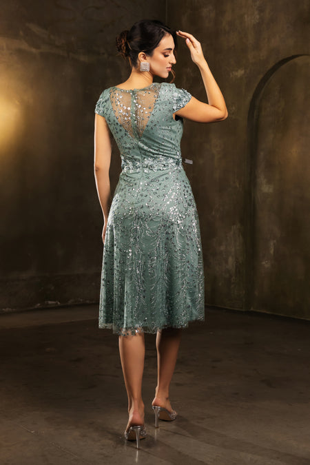 Wholesale Mother Of The Bride V-Neck Sequin A-Line Dress By LA2162