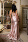 Load image into Gallery viewer, Wholesale Satin Strapless Corset Formal Dress with High Slit By LA2170