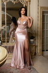 Load image into Gallery viewer, Wholesale Satin Strapless Corset Formal Dress with High Slit By LA2170