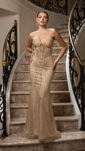 Wholesale Strapless Sequin Corset Evening Gown Formal Prom Dress By LA2195