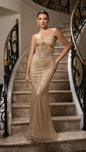 Load image into Gallery viewer, Wholesale Strapless Sequin Corset Evening Gown Formal Prom Dress By LA2195