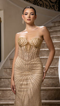 Load image into Gallery viewer, Wholesale Strapless Sequin Corset Evening Gown Formal Prom Dress By LA2195