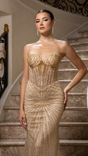 Load image into Gallery viewer, Wholesale Strapless Sequin Corset Evening Gown Formal Prom Dress By LA2195