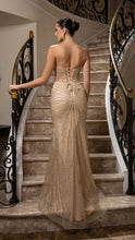 Load image into Gallery viewer, Wholesale Strapless Sequin Corset Evening Gown Formal Prom Dress By LA2195