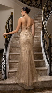 Wholesale Strapless Sequin Corset Evening Gown Formal Prom Dress By LA2195