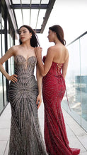 Load image into Gallery viewer, Wholesale Strapless Sequin Corset Evening Gown Formal Prom Dress By LA2195