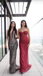 Wholesale Strapless Sequin Corset Evening Gown Formal Prom Dress By LA2195