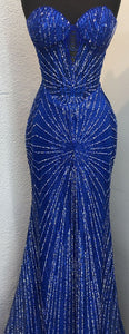 Wholesale Strapless Sequin Corset Evening Gown Formal Prom Dress By LA2195