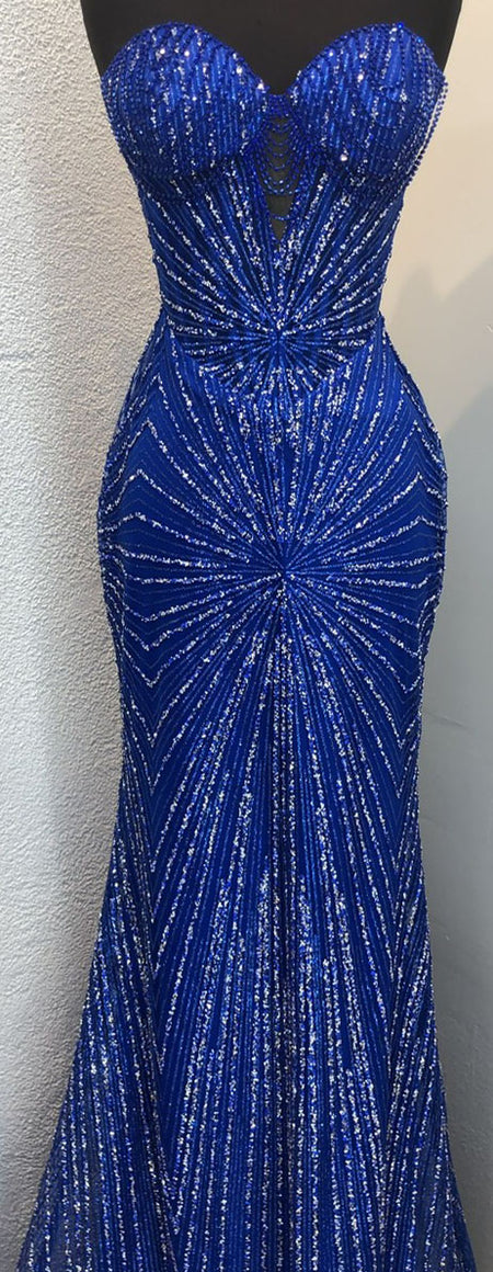 Wholesale Strapless Sequin Corset Evening Gown Formal Prom Dress By LA2195