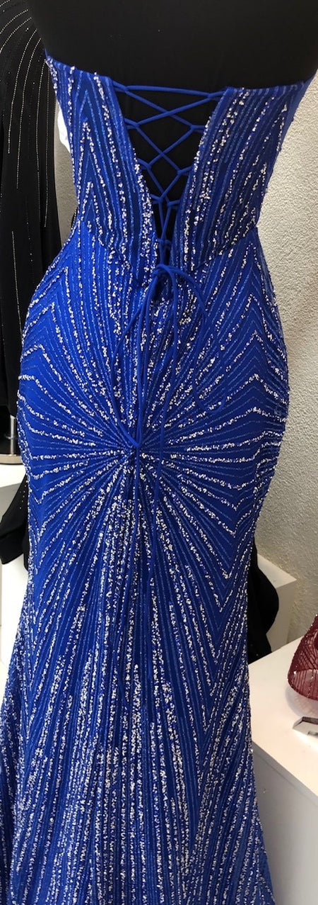 Wholesale Strapless Sequin Corset Evening Gown Formal Prom Dress By LA2195