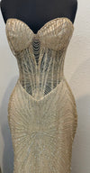 Load image into Gallery viewer, Wholesale Strapless Sequin Corset Evening Gown Formal Prom Dress By LA2195