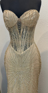 Wholesale Strapless Sequin Corset Evening Gown Formal Prom Dress By LA2195