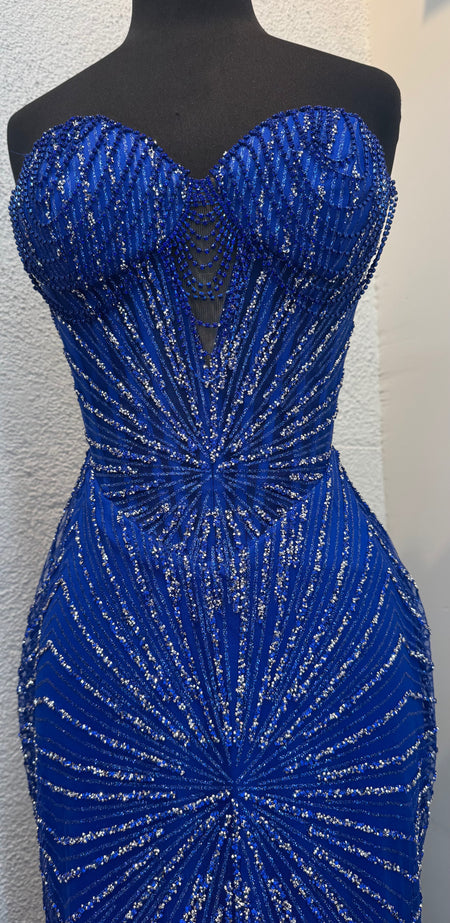 Wholesale Strapless Sequin Corset Evening Gown Formal Prom Dress By LA2195