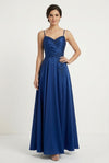 Load image into Gallery viewer, Wholesale Sweetheart Ruched Satin A-Line Prom Evening Gown with Floral Lace Appliqué by LA2254 - NAVY - Long Prom Dress LA Merchandise