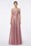 Load image into Gallery viewer, Wholesale Sweetheart Ruched Satin A-Line Prom Evening Gown with Floral Lace Appliqué by LA2254 - DUSTYROSE - Long Prom Dress LA Merchandise