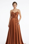 Load image into Gallery viewer, Wholesale Sweetheart Ruched Satin A-Line Prom Evening Gown with Floral Lace Appliqué by LA2254 - SIENNA - Long Prom Dress LA Merchandise