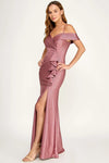 Load image into Gallery viewer, LAF3128 Wholesale Glitter Off-Shoulder Ruffle Mermaid Prom Dress with Thigh-High Slit Evening Gown