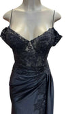 Load image into Gallery viewer, Cold-Shoulder Lace Formal Gown with Floral Appliqué and Draped Satin Evening Gown by PL-1005 - - Prom Dress La Merchandise
