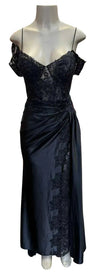 Load image into Gallery viewer, Cold-Shoulder Lace Formal Gown with Floral Appliqué and Draped Satin Evening Gown by PL-1005 - - Prom Dress La Merchandise