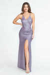 Load image into Gallery viewer, Wholesale Prom Dress V-Neck High Slit Mermaid Gala Gown By LAF5303 - PURPLE - Dress LAF