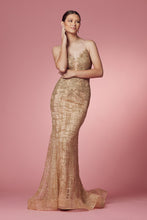 Load image into Gallery viewer, LA Merchandise LAXR282-1 Exposed Lace up Back Mermaid Evening Dress - GOLD - Dress LA Merchandise