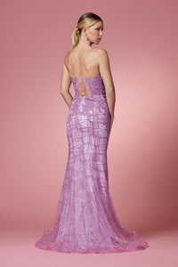 LA Merchandise LAXR282-1 Exposed Lace up Back Mermaid Evening Dress - - Dress LA Merchandise