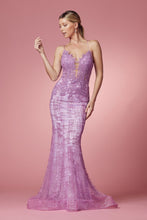 Load image into Gallery viewer, LA Merchandise LAXR282-1 Exposed Lace up Back Mermaid Evening Dress - LILAC - Dress LA Merchandise