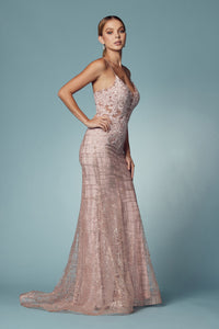 LA Merchandise LAXR282-1 Exposed Lace up Back Mermaid Evening Dress - - Dress LA Merchandise
