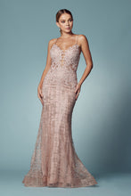Load image into Gallery viewer, LA Merchandise LAXR282-1 Exposed Lace up Back Mermaid Evening Dress - ROSE GOLD - Dress LA Merchandise
