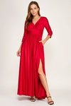 Load image into Gallery viewer, LAF3132 Wholesale 3/4 Sleeve Mother of the Bride Dress Empire Waist Satin Maxi Gown with Pockets