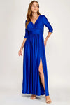 Load image into Gallery viewer, LAF3132 Wholesale 3/4 Sleeve Mother of the Bride Dress Empire Waist Satin Maxi Gown with Pockets