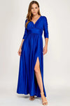 Load image into Gallery viewer, LAF3132 Wholesale 3/4 Sleeve Mother of the Bride Dress Empire Waist Satin Maxi Gown with Pockets