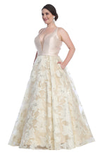 Load image into Gallery viewer, LA Merchandise LA7730 Wholesale A Line Floral Champagne Evening Gown