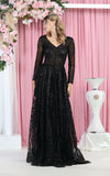 Load image into Gallery viewer, La Merchandise LA7920 Shiny Long Sleeve Plus Size MOB Formal Gown - Black - LA Merchandise