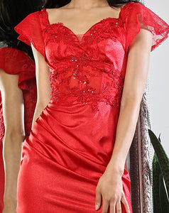 LA Merchandise LA8028 Side Slit Corset Back Formal Evening Prom Gown