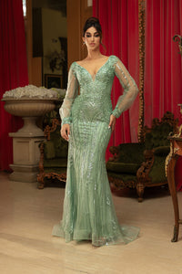 LA Merchandise LA8125 Sequin V-Neck Red Carpet Wholesale Long Gown