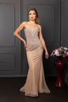Load image into Gallery viewer, LA8258 Wholesale Beaded Strapless Sweetheart Corset Evening Gown Sheer Flared Hem Sweep Train - - Long Prom Dress LA Merchandise