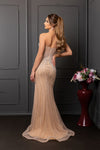 Load image into Gallery viewer, LA8258 Wholesale Beaded Strapless Sweetheart Corset Evening Gown Sheer Flared Hem Sweep Train - - Long Prom Dress LA Merchandise