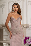 Load image into Gallery viewer, LA8258 Wholesale Beaded Strapless Sweetheart Corset Evening Gown Sheer Flared Hem Sweep Train - - Long Prom Dress LA Merchandise