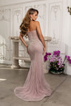 Load image into Gallery viewer, LA8258 Wholesale Beaded Strapless Sweetheart Corset Evening Gown Sheer Flared Hem Sweep Train - - Long Prom Dress LA Merchandise