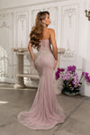 Load image into Gallery viewer, LA8258 Wholesale Beaded Strapless Sweetheart Corset Evening Gown Sheer Flared Hem Sweep Train - - Long Prom Dress LA Merchandise