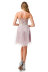 Load image into Gallery viewer, LAHS2745B Wholesale Strapless Sheer Corset Floral Lace Tulle Open Back Prom Homecoming Dress