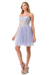 Load image into Gallery viewer, LAHS2745B Wholesale Strapless Sheer Corset Floral Lace Tulle Open Back Prom Homecoming Dress