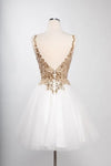 Load image into Gallery viewer, LAHS2757J Wholesale Sleeveless Lace Applique Short Homecoming Dress with Open Back &amp; Tulle Skirt